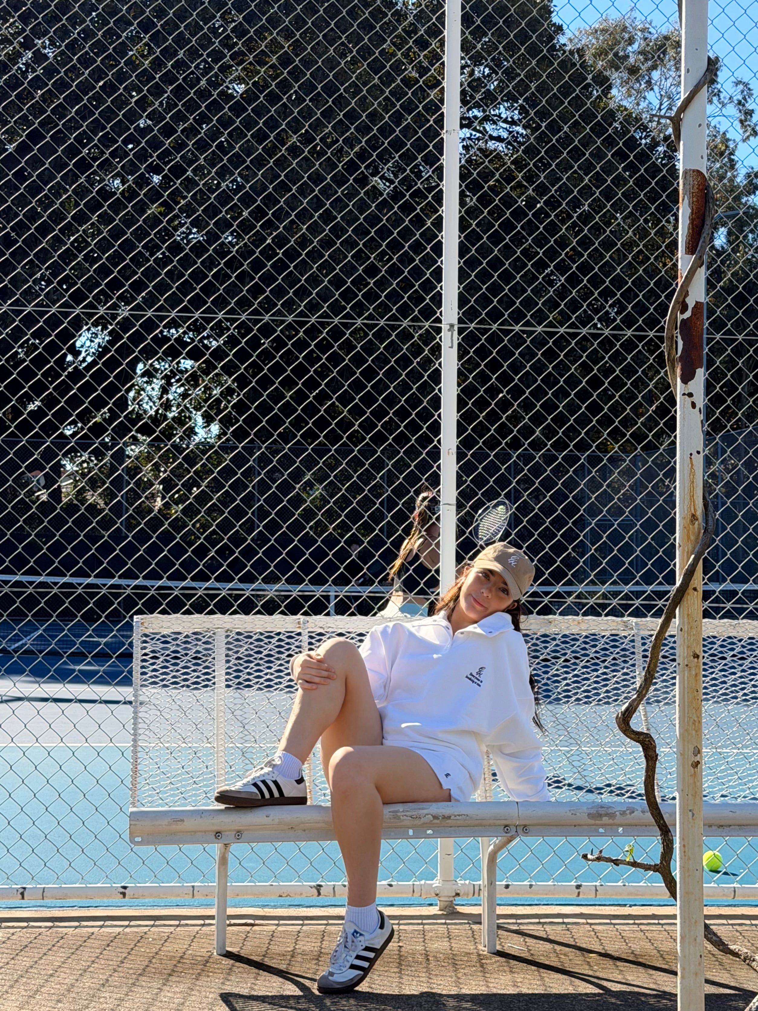 heavy terry overfit snap sweatshirt set up_white