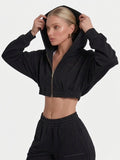 Eilm signature crop hoodie set up _Black