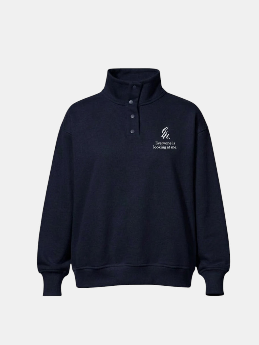 heavy terry overfit snap sweatshirt (Navy)