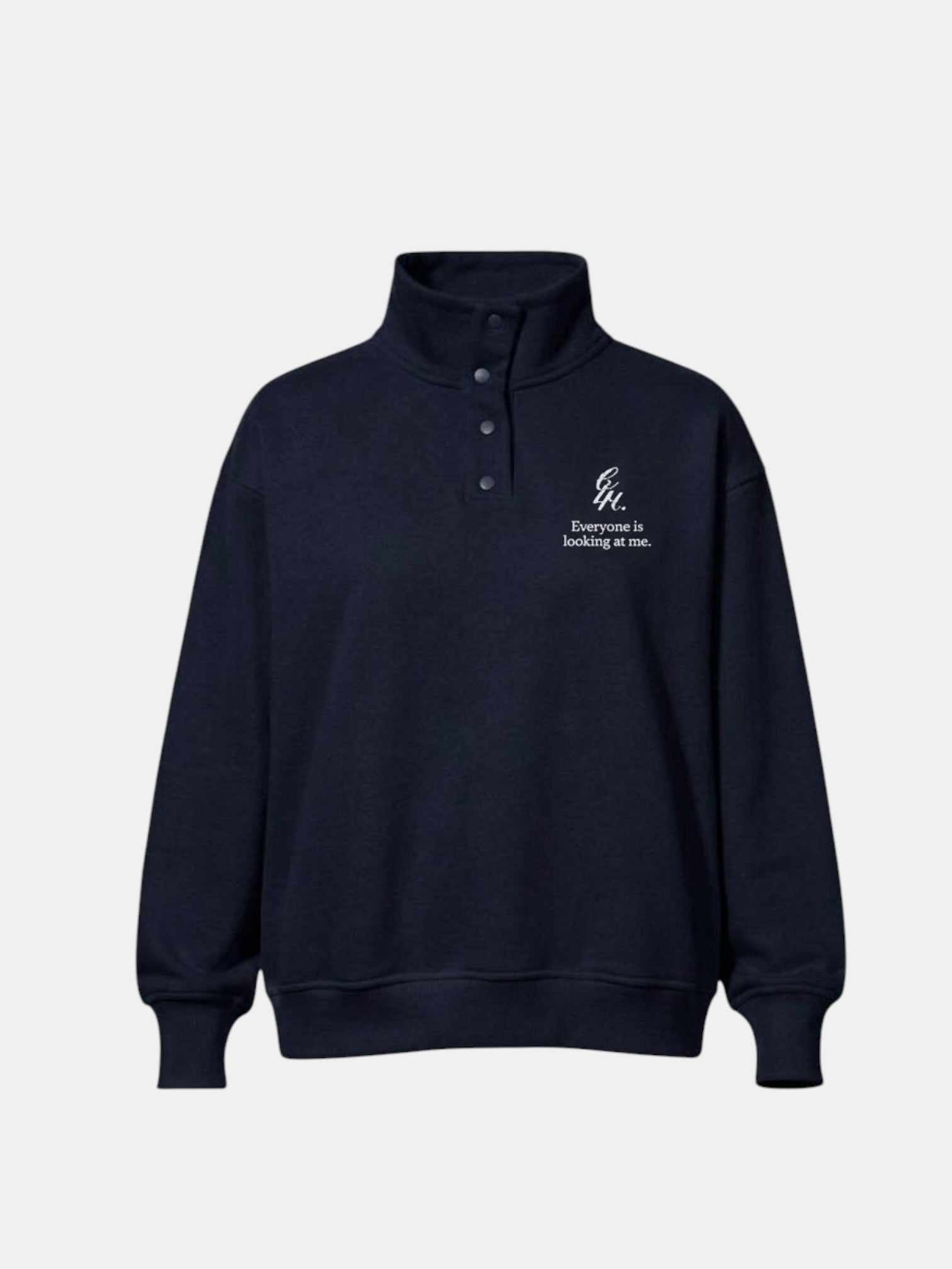 heavy terry overfit snap sweatshirt (Navy)
