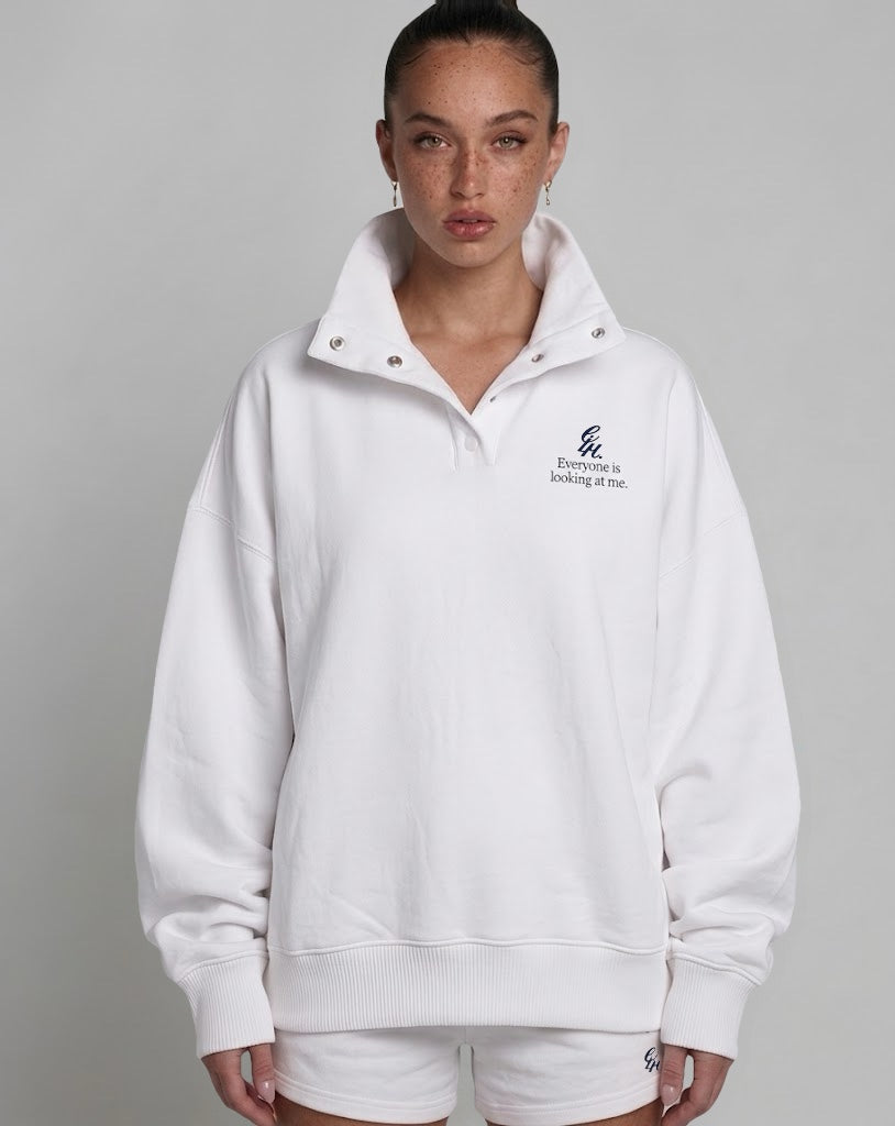heavy terry overfit snap sweatshirt (white)