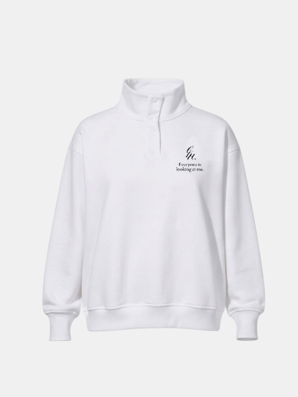heavy terry overfit snap sweatshirt (white)