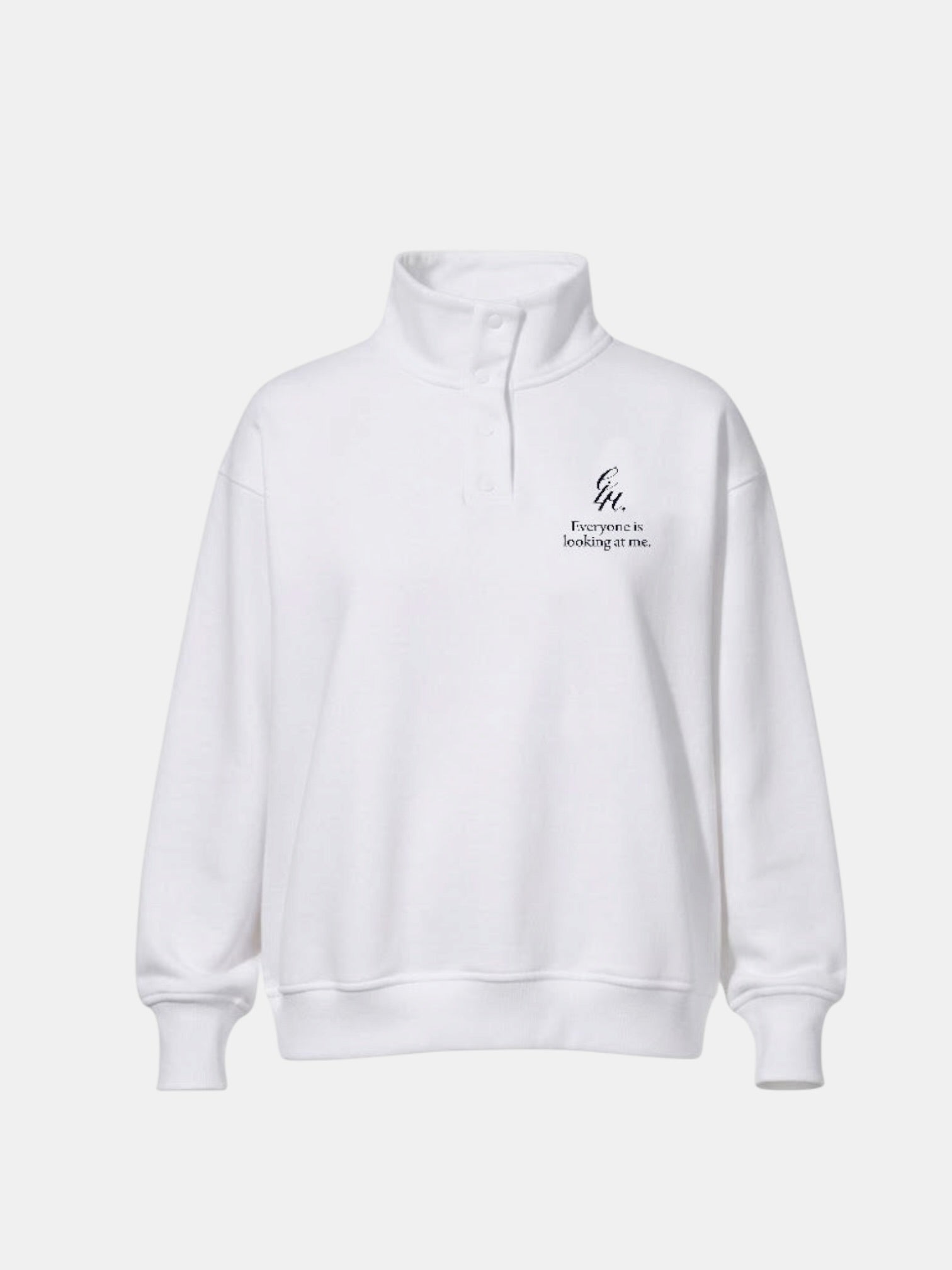 heavy terry overfit snap sweatshirt (white)