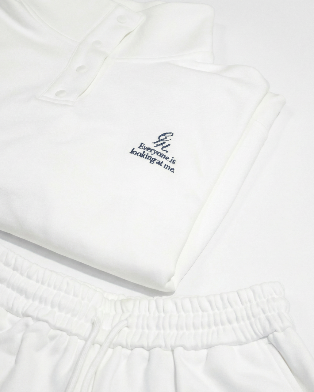 heavy terry overfit snap sweatshirt (white)