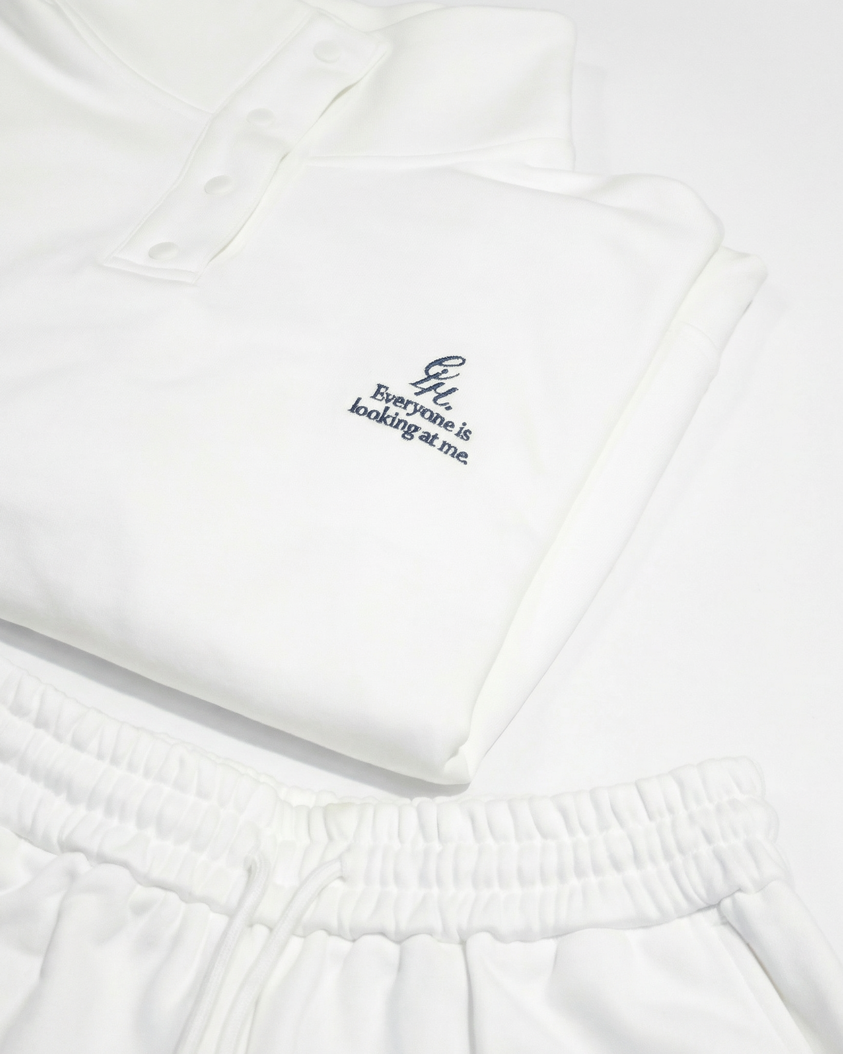 heavy terry overfit snap sweatshirt (white)