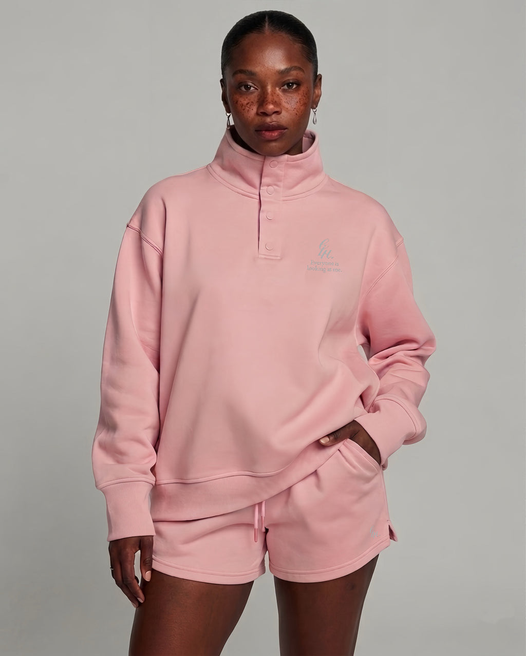 heavy terry overfit short pants (pink)