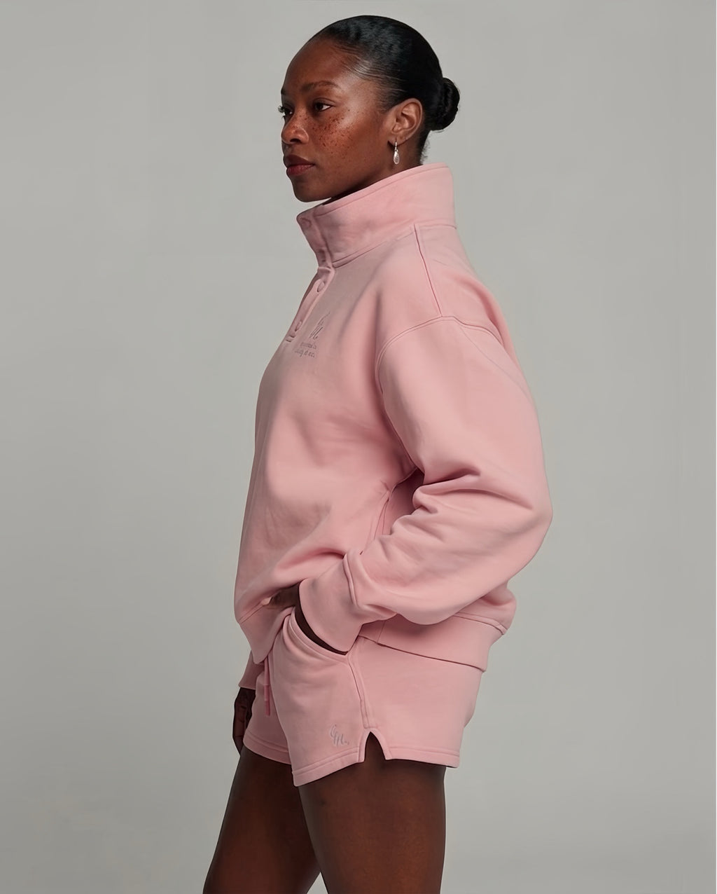 heavy terry overfit short pants (pink)