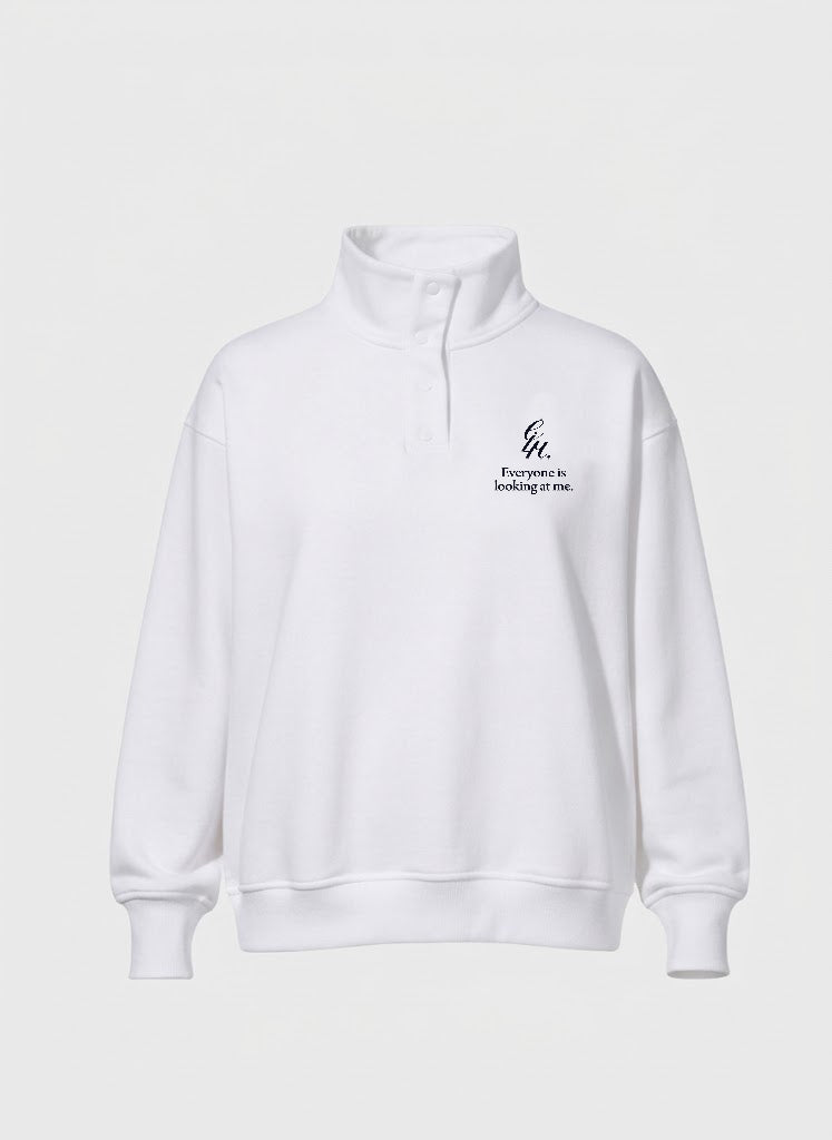 heavy terry overfit snap sweatshirt set up_white