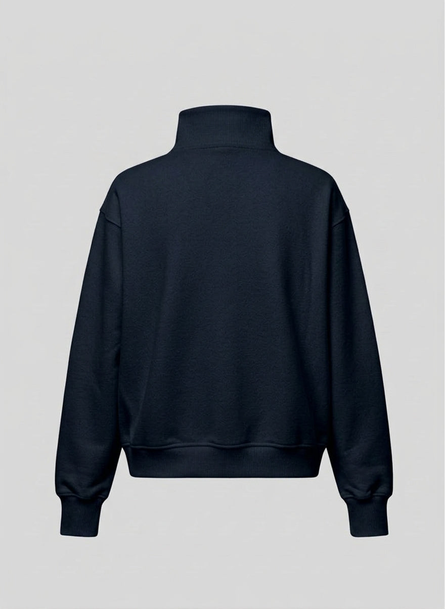 heavy terry overfit snap sweatshirt set up_navy