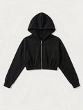 Eilm signature crop hoodie _Black