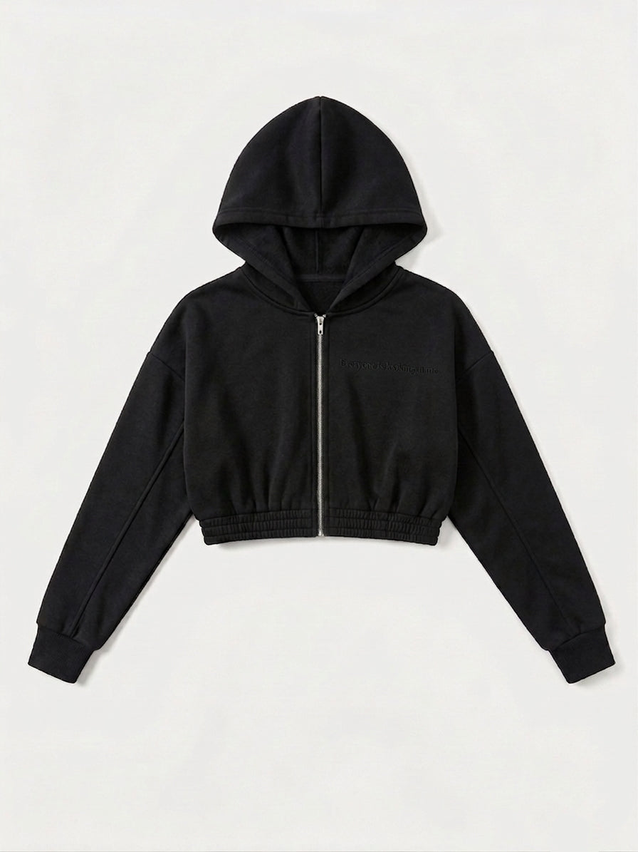 Eilm signature crop hoodie _Black