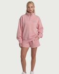 heavy terry overfit snap sweatshirt set up_pink
