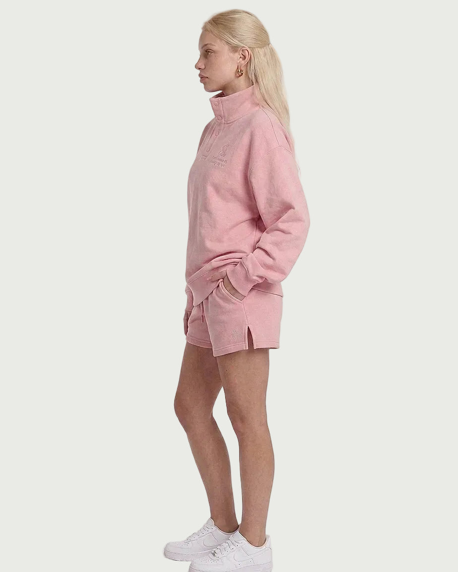 heavy terry overfit snap sweatshirt set up_pink