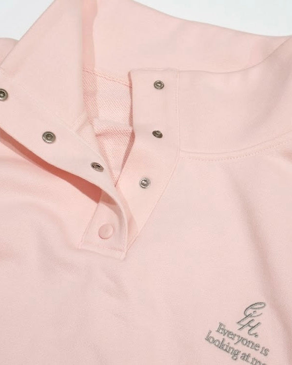 heavy terry overfit snap sweatshirt (pink)